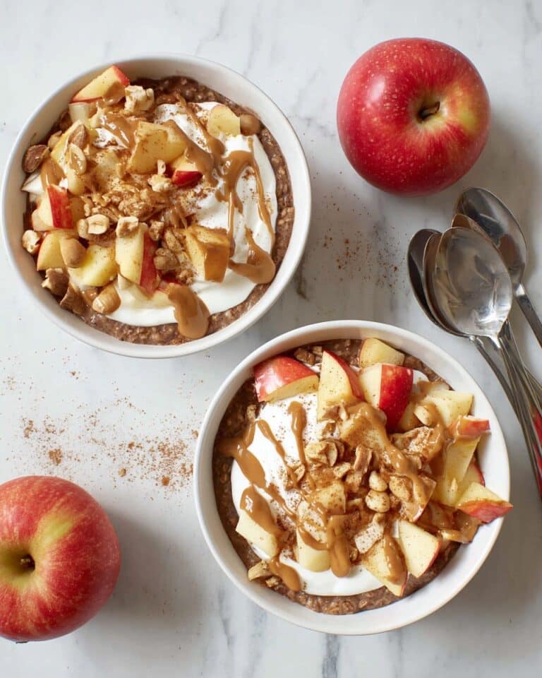 Creamy Apple Baked Oatmeal with Caramel Sauce and Coconut Whipped Topping Recipe
