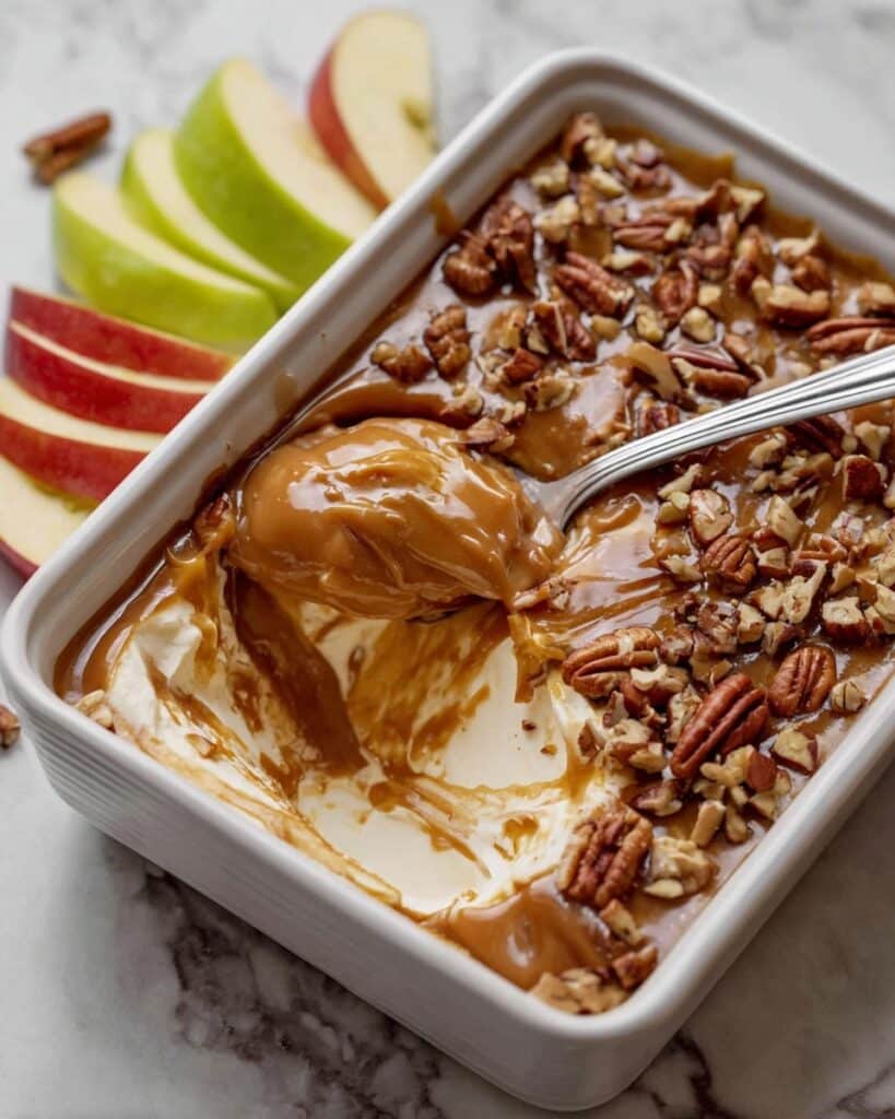 Creamy Apple Cheesecake with Caramel and Toasted Pecans Recipe