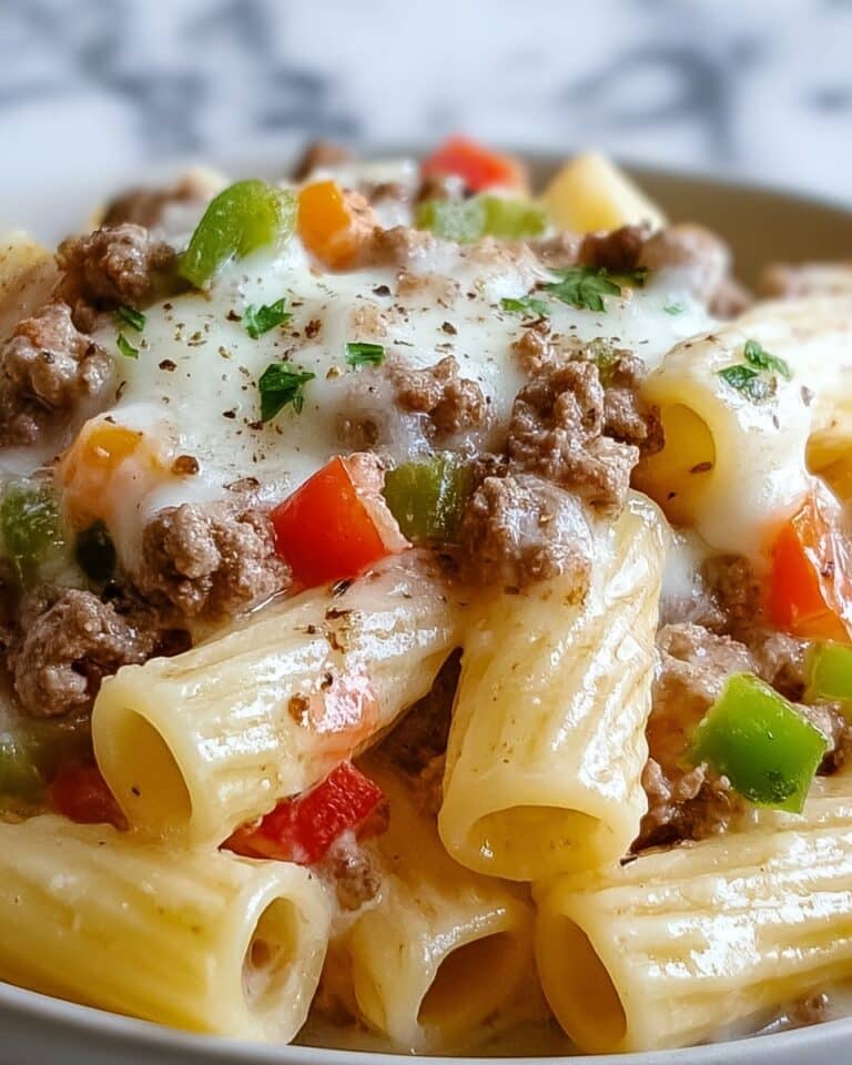 Creamy Philly Cheesesteak Pasta Recipe