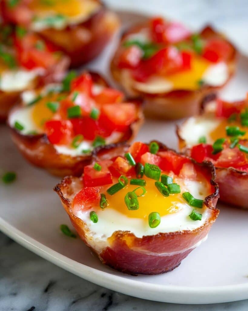 Ham and Egg Cups with Cheddar, Tomatoes, and Chives Recipe