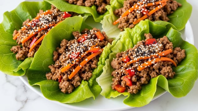 Asian Style Ground Beef Lettuce Wraps Recipe