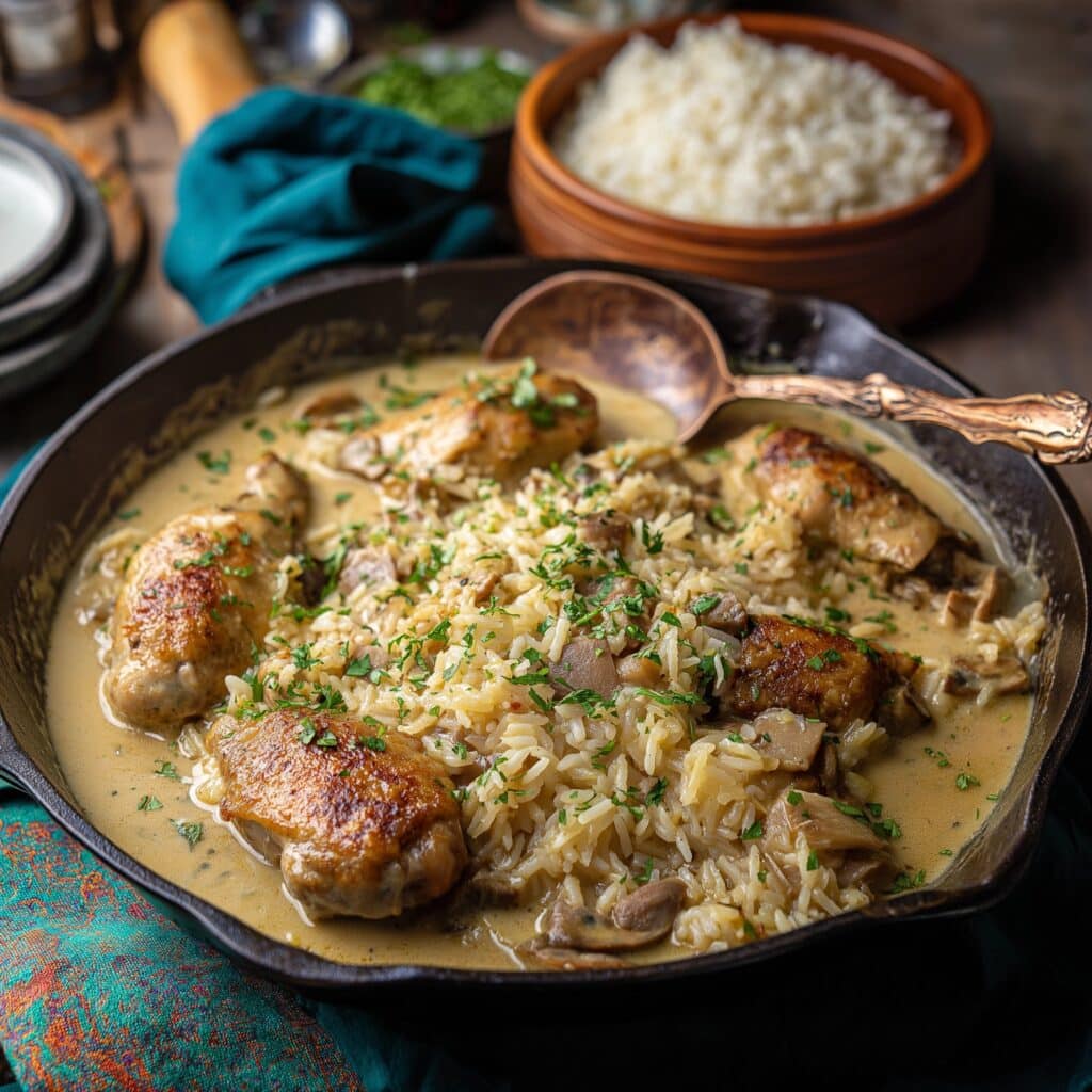 Creamy Smothered Chicken and Rice Recipe