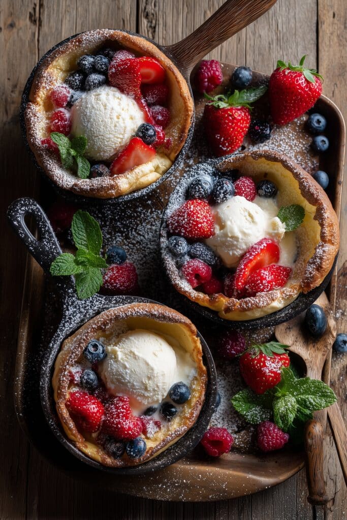 Dutch Oven Baked Pancakes with Fresh Berries and Maple Syrup Recipe