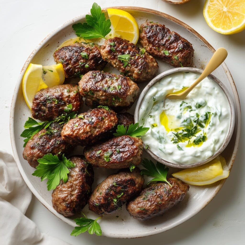 Spicy Lamb Meatballs with Green Herb Dip Recipe