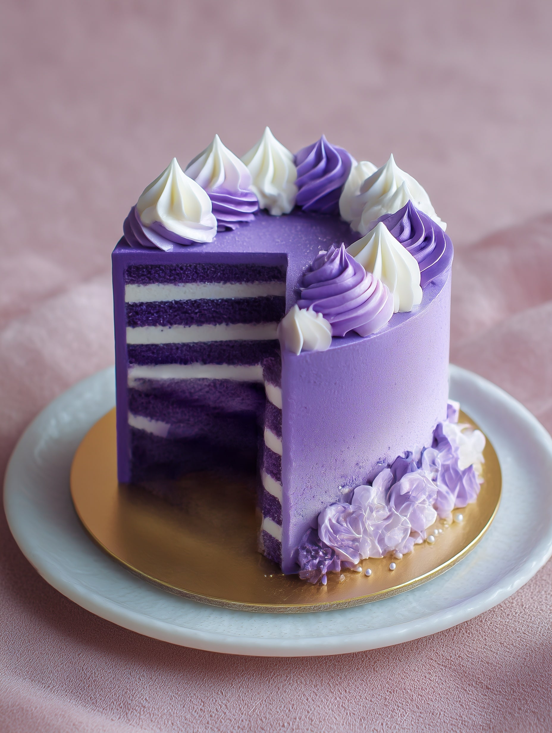 Vanilla Lavender Layer Cake with Dark Chocolate Ganache Recipe - Recipe Image