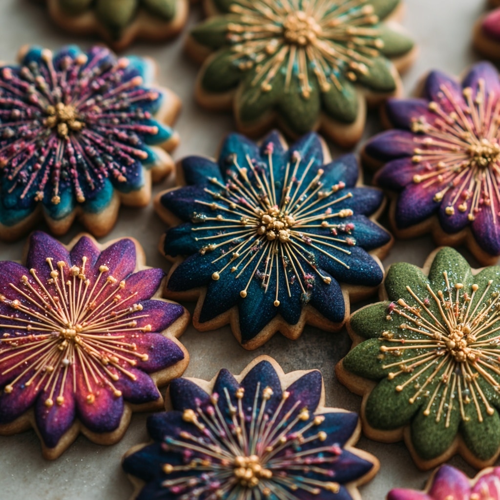 Fireworks Celebration Cookies with Easy Decorative Royal Icing Recipe