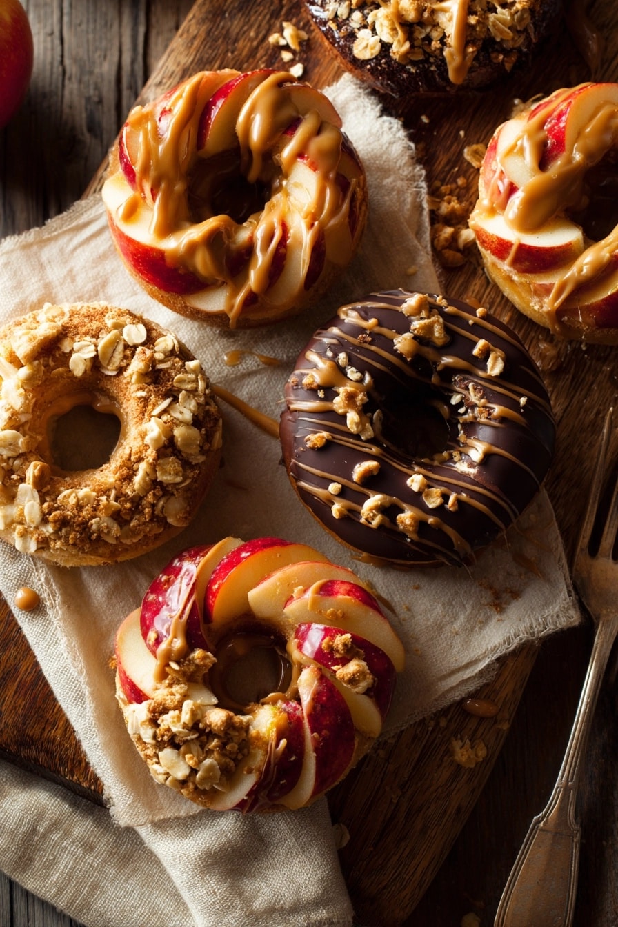 Apple ‘Doughnuts’ with Soft Cheese, Honey, and Sprinkles Recipe - Recipe Image