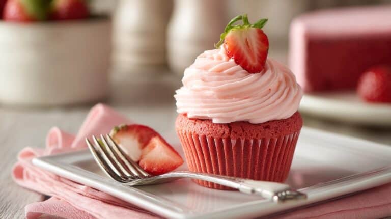 Strawberry Cupcakes with Fresh Strawberry Jam and Cream Cheese Frosting Recipe