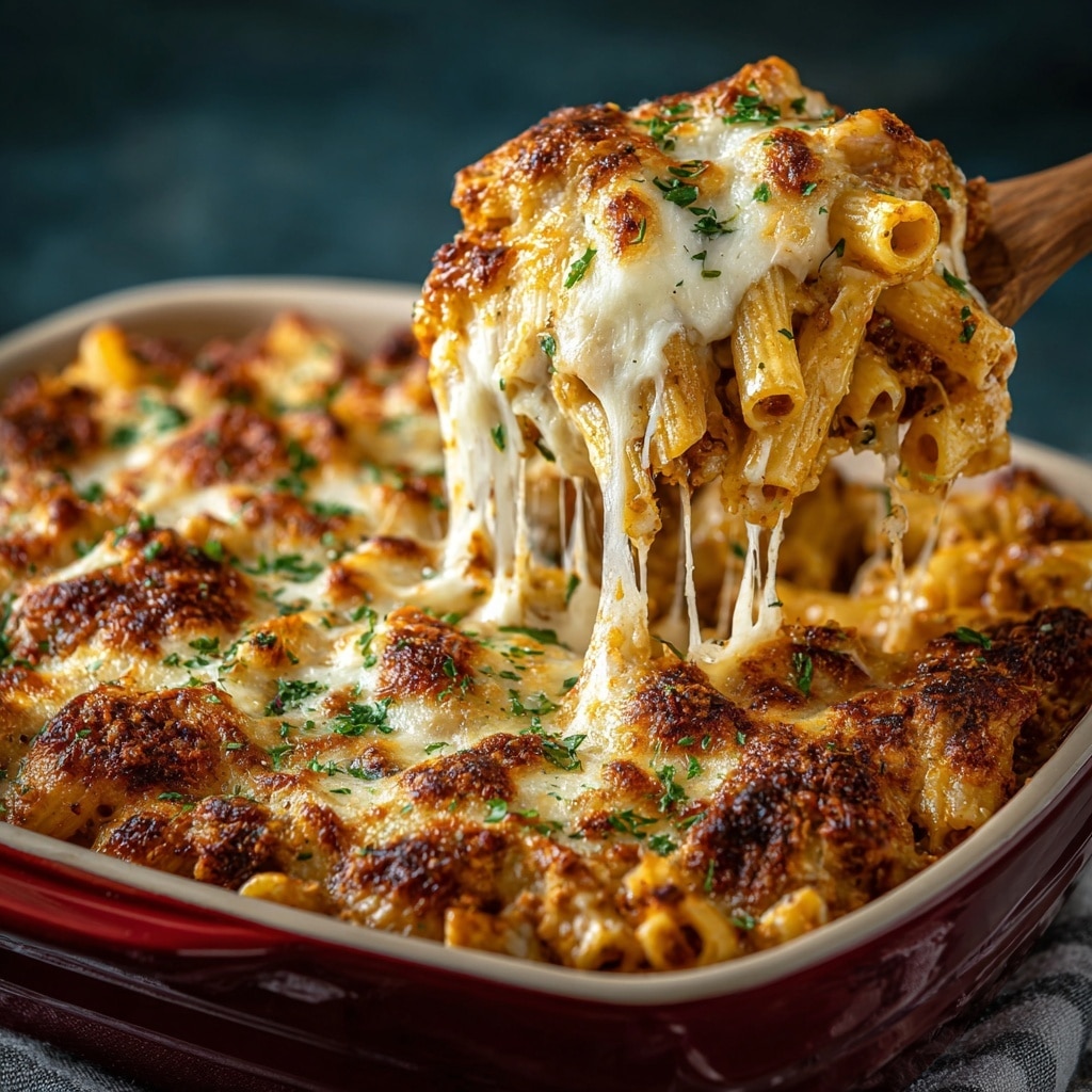 Mushroom Cauliflower Alfredo Pasta Bake Recipe - Recipe Image