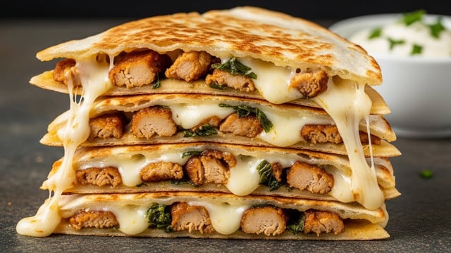 Cheesy Hot Honey Chicken Quesadillas Recipe