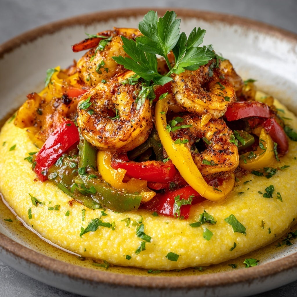 Brown Stew Shrimp with Sweet Potato Grits Recipe - Recipe Image