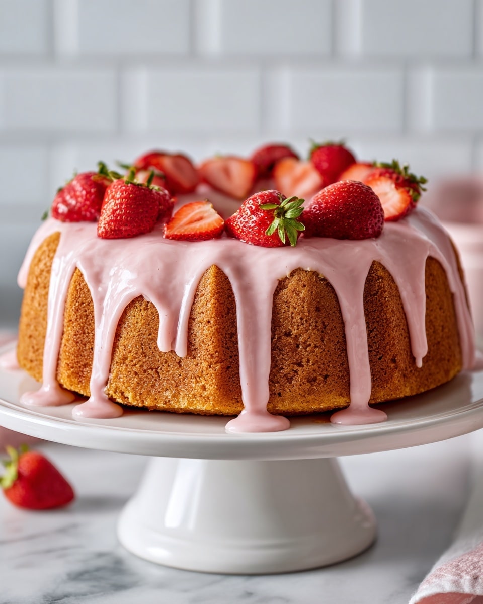 Strawberry Pound Cake with Fresh Strawberry Glaze Recipe - Recipe Image