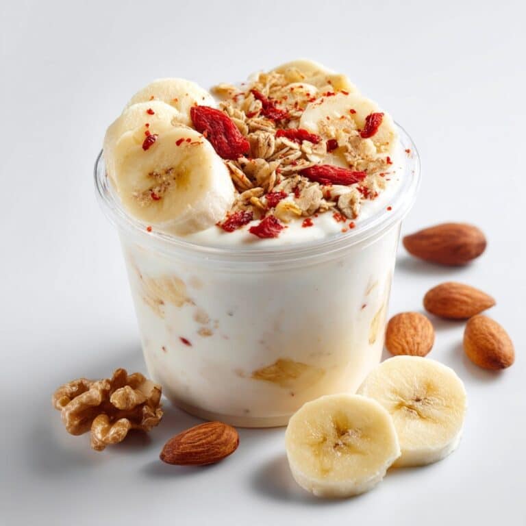 Banana Overnight Oats with Nut Butter and Almonds Recipe