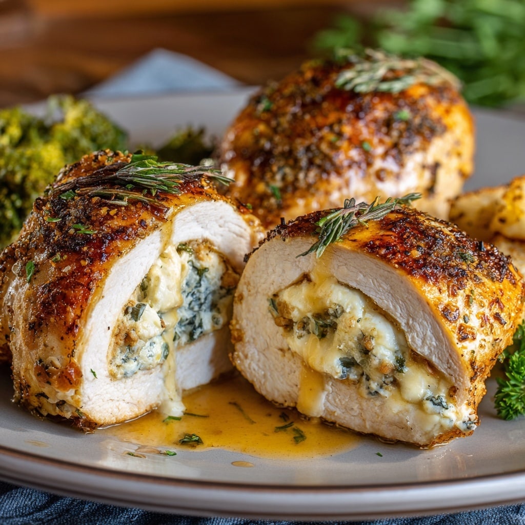 Air Fryer Stuffed Chicken Breasts with Cream Cheese, Spinach, and Parmesan Recipe