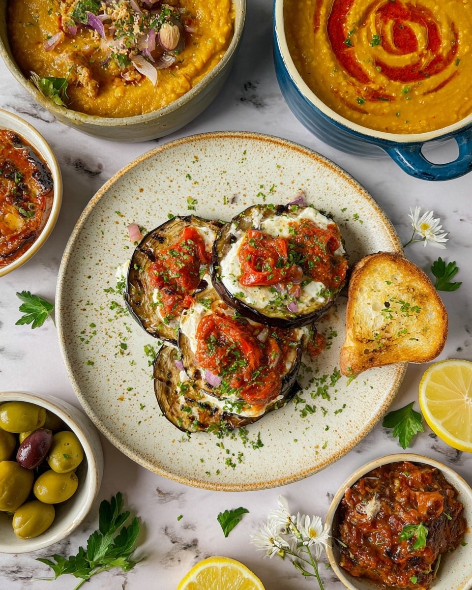 Borani Banjan: Flavorful Eggplant Layers with Spiced Tomato Sauce and Herb Yogurt Recipe - Recipe Image