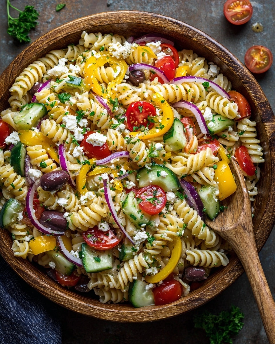 Fresh and Delicious Pasta Salad with Feta and Veggies Recipe