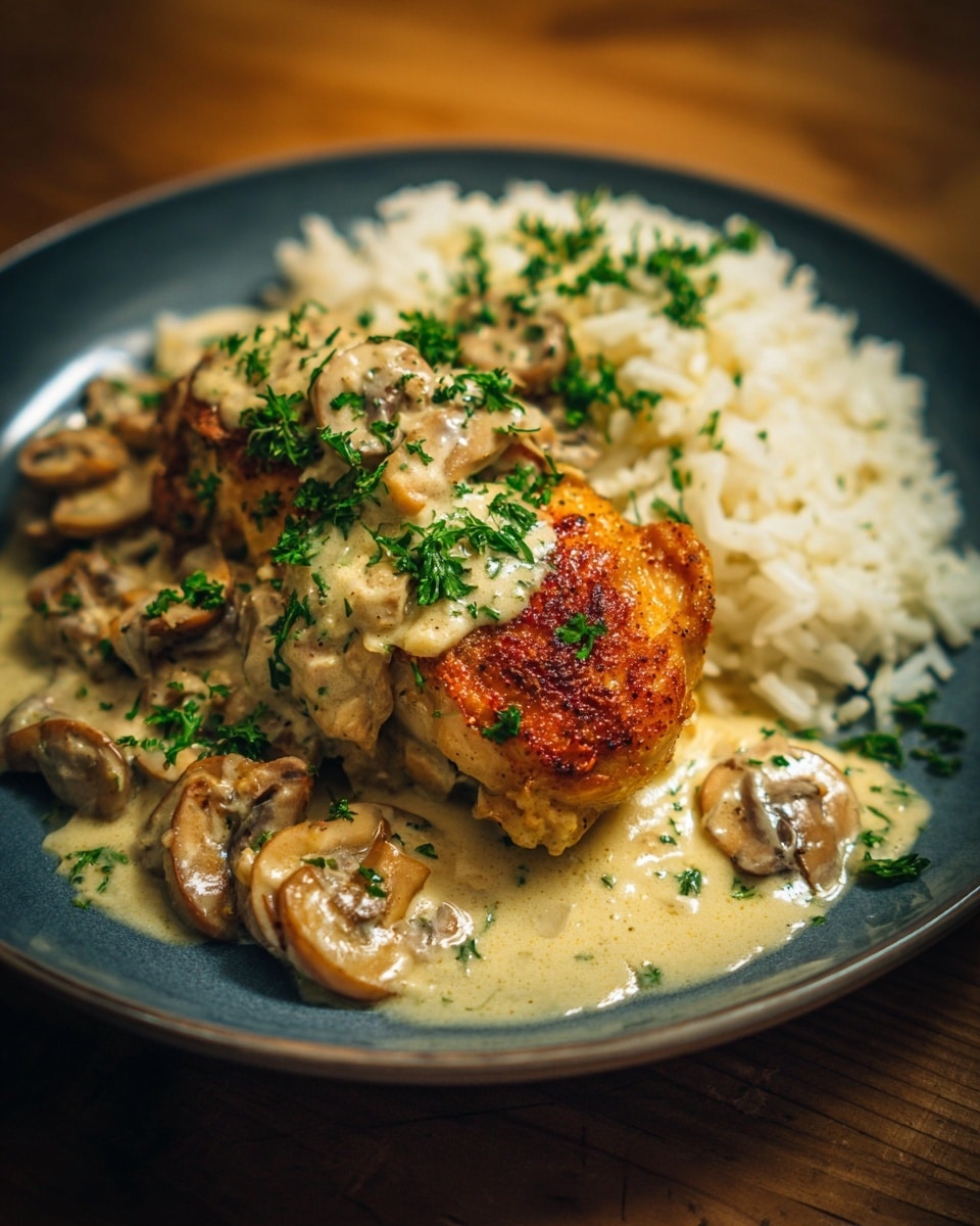Creamy Smothered Chicken and Rice Recipe - Recipe Image