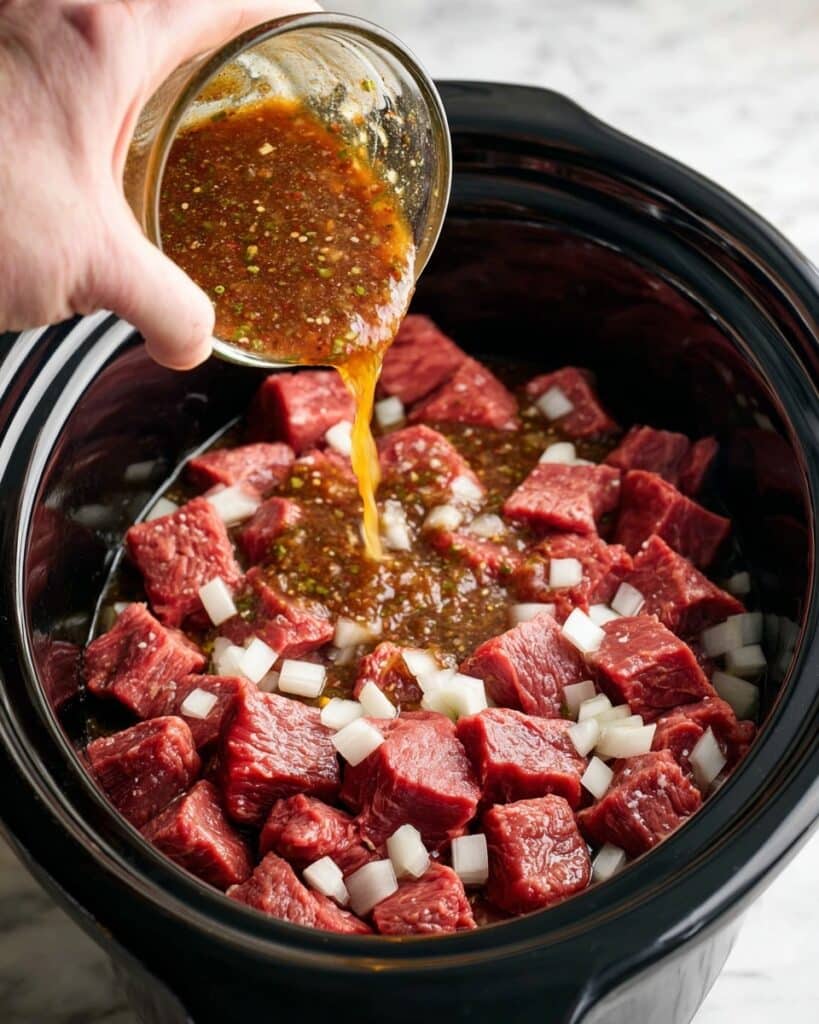 Slow Cooker Beef Bourguignon with One-Pour Red Wine Mixture Recipe