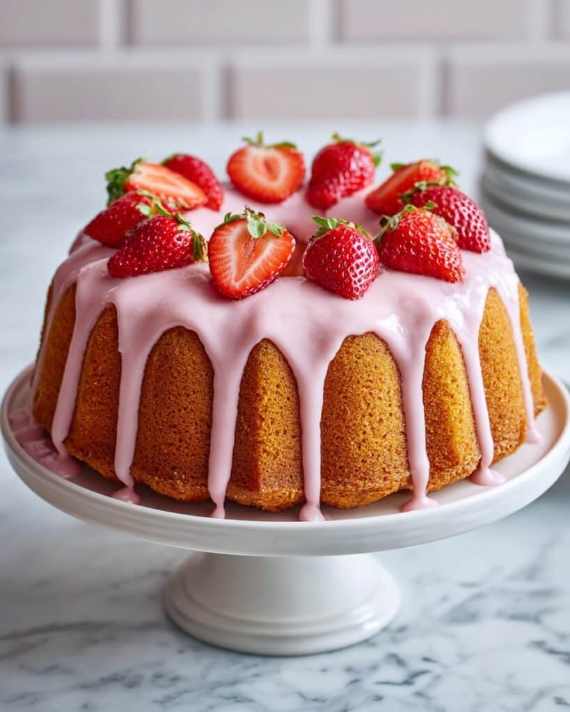 Strawberry Pound Cake with Fresh Strawberry Glaze Recipe